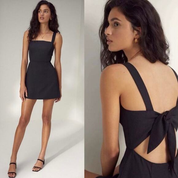 Wilfred (Aritzia) Back Tie Mini Dress in Charcoal Gray, Size S Small - Picture 1 of 8